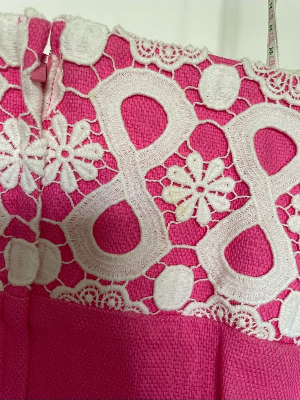 Lilly Pulitzer Hot Pink Strapless Lace-Trim Sheath Dress - Picture 3 of 4